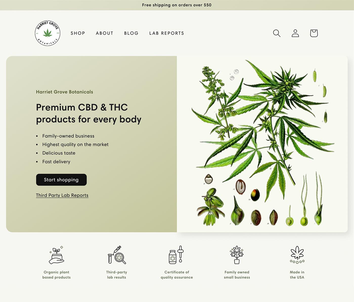 Browser Mockup For Harriet Grove Botanicals